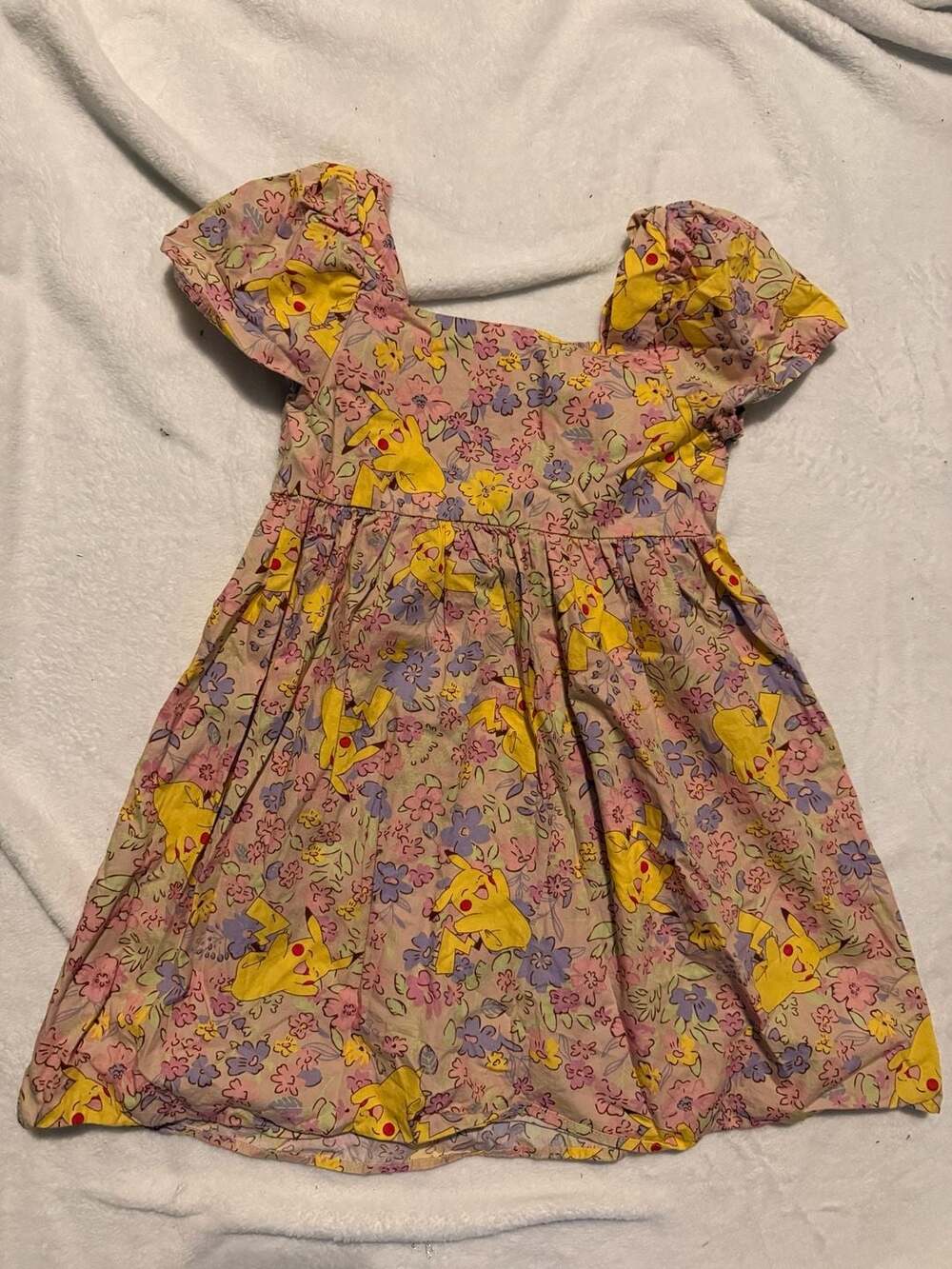 Pokémon Girls Size L (10/12) Pink Floral Pikachu Print Sundress